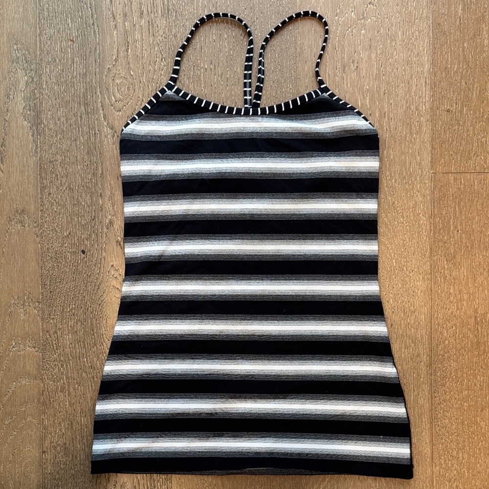 lululemon athletica Black and White Striped Camisole